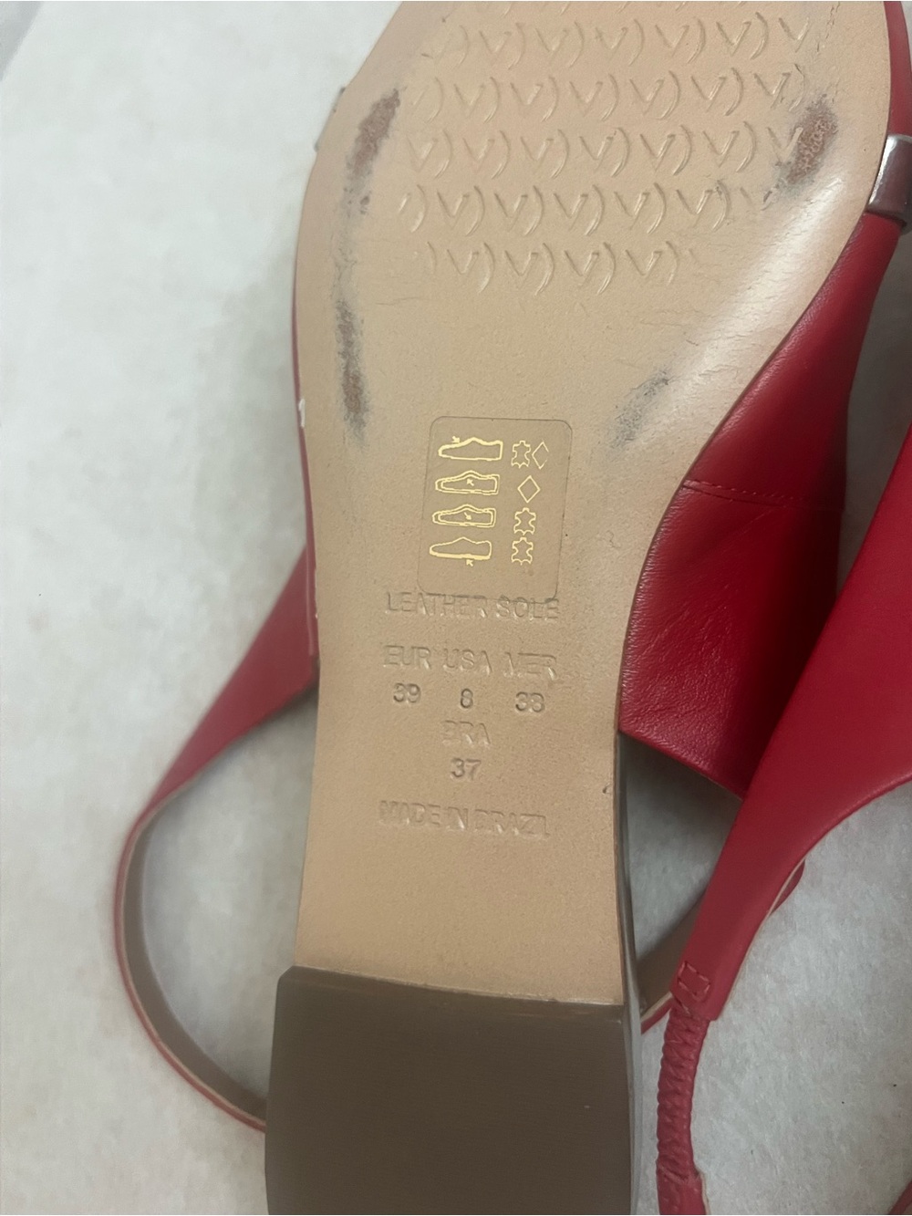 Vicenza Women’s Red Pointed-Toe Slingback Flats Silver Detail Size 9 - Picture 6 of 10